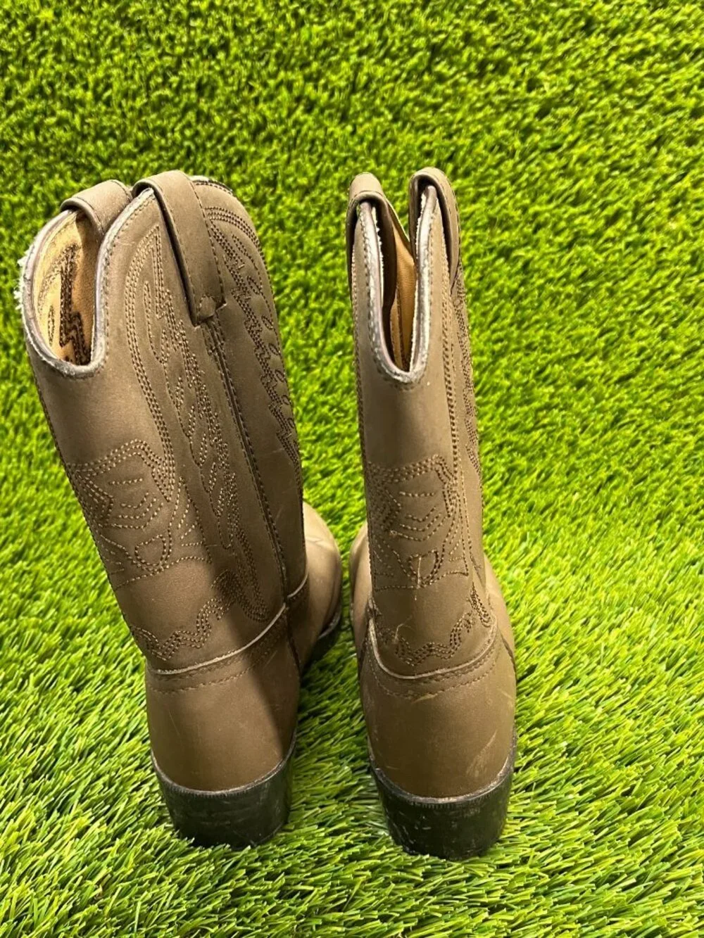 Durango Distress Boys Size 1D Tan Brown Casual Western Boots Shoes